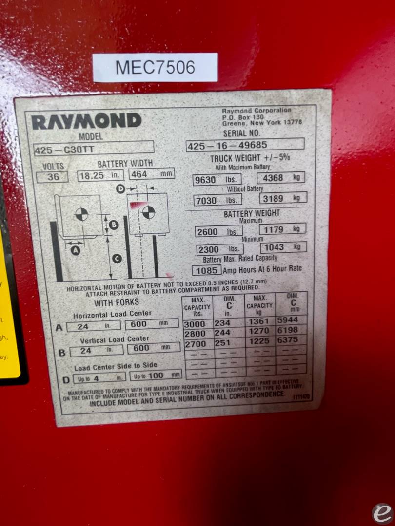2016 Raymond 425-C30TT At UsedEquipmentHub.com