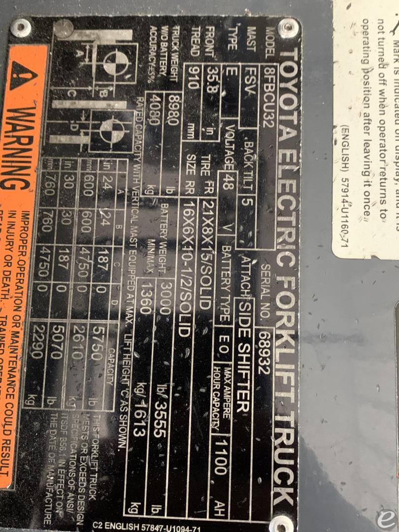 2019 Toyota 8FBCU32 At UsedEquipmentHub.com