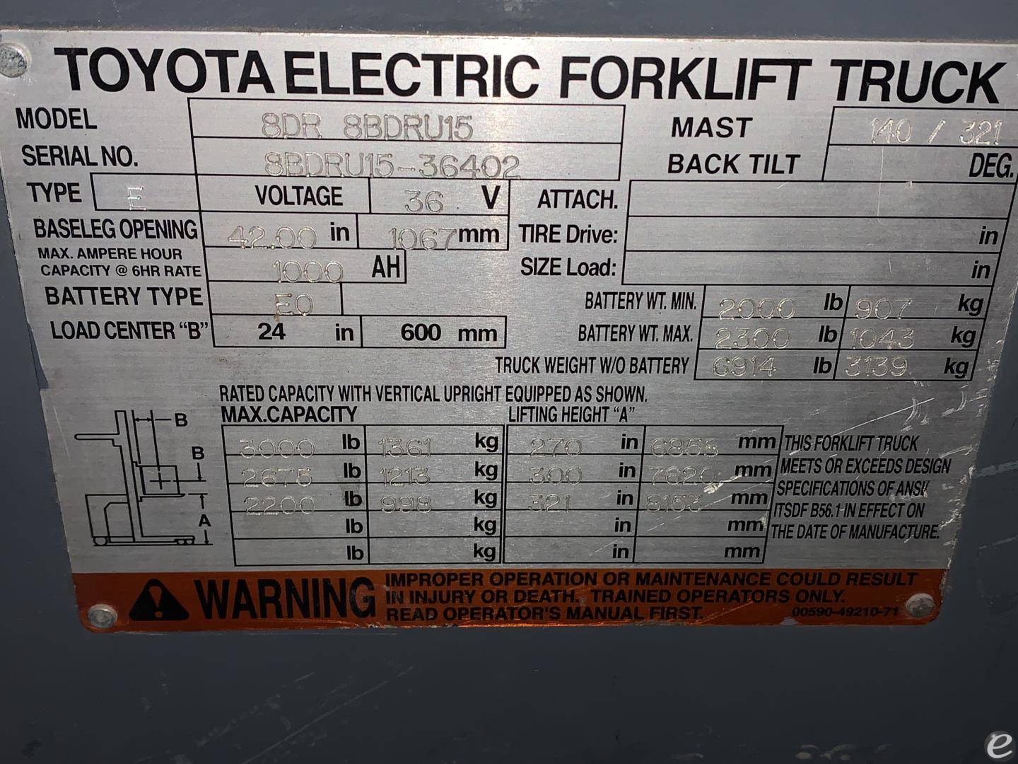 2011 Toyota 8BDRU15 At UsedEquipmentHub.com