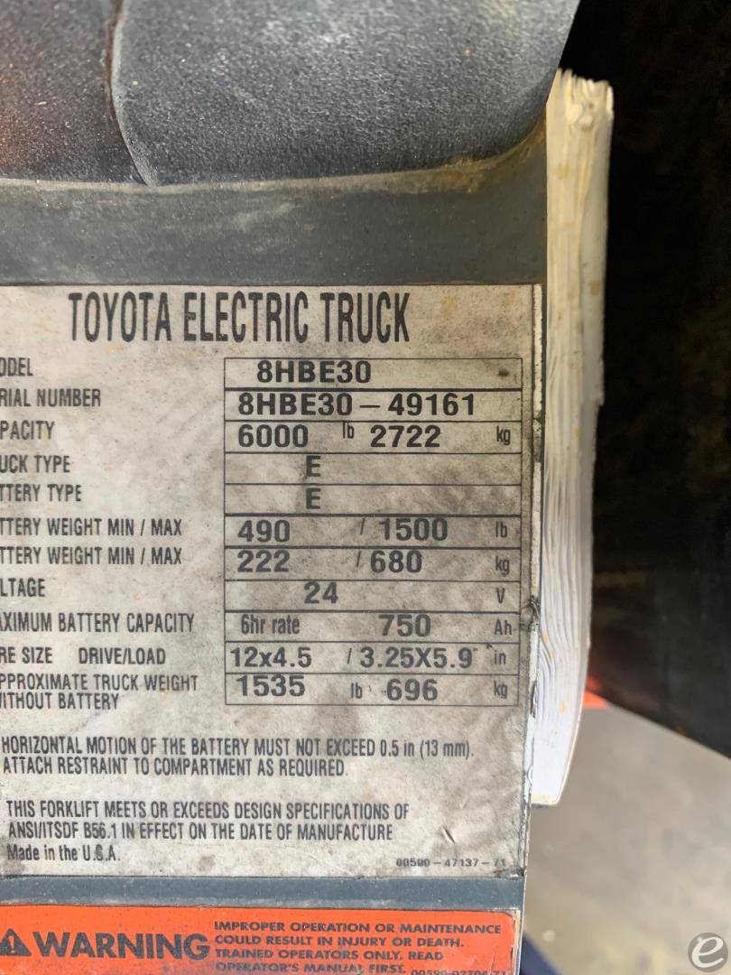 2018 Toyota 8HBE30 At UsedEquipmentHub.com