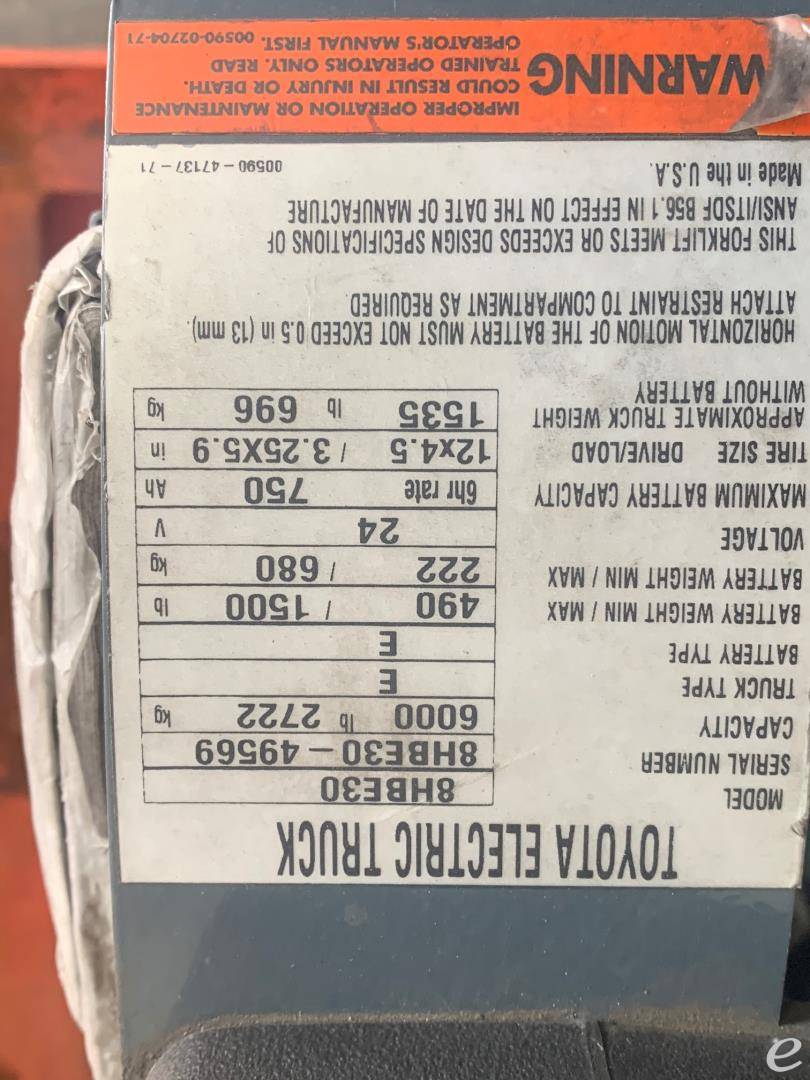 2018 Toyota 8HBE30 At UsedEquipmentHub.com