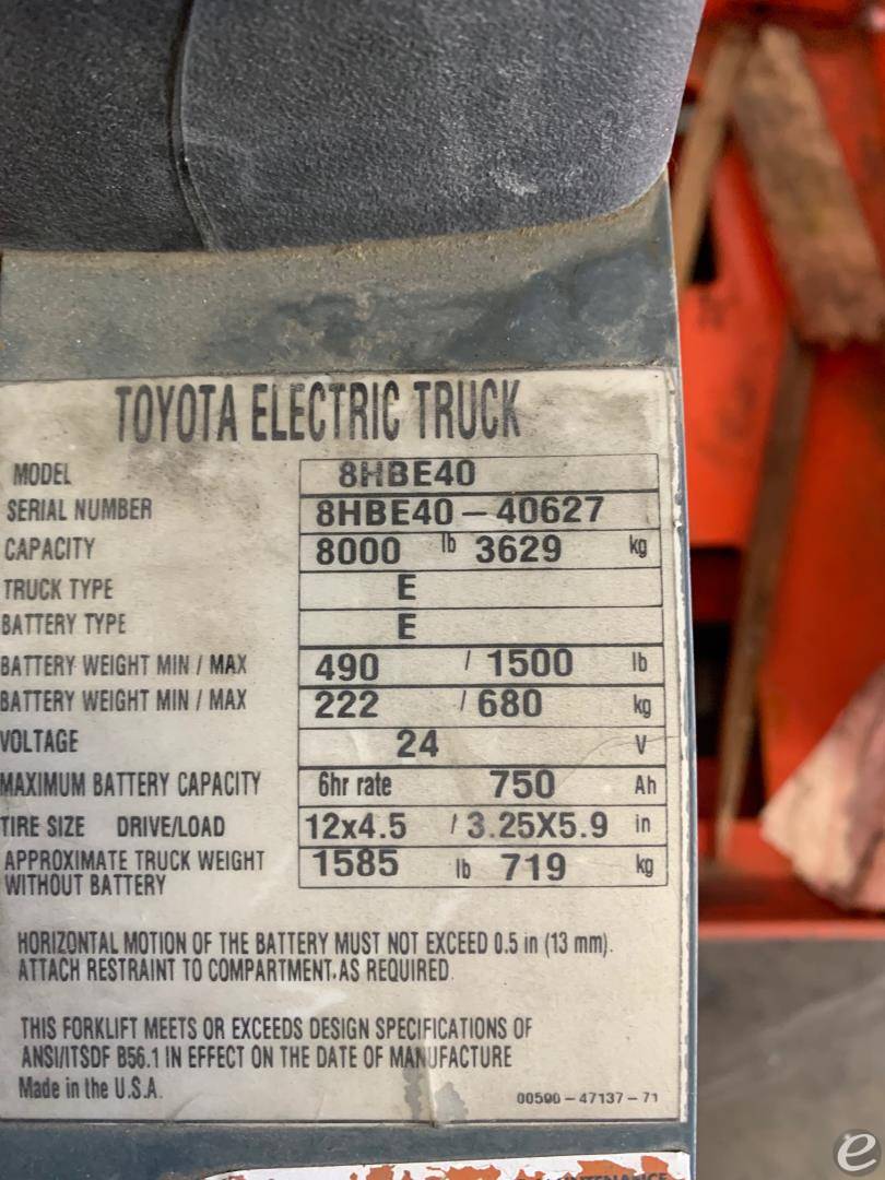 2019 Toyota 8HBE40 At UsedEquipmentHub.com