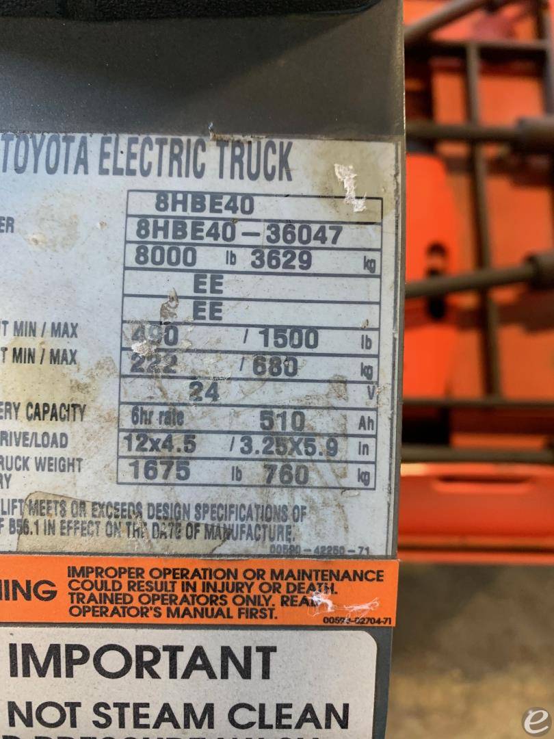 2008 Toyota 8HBE40 At UsedEquipmentHub.com