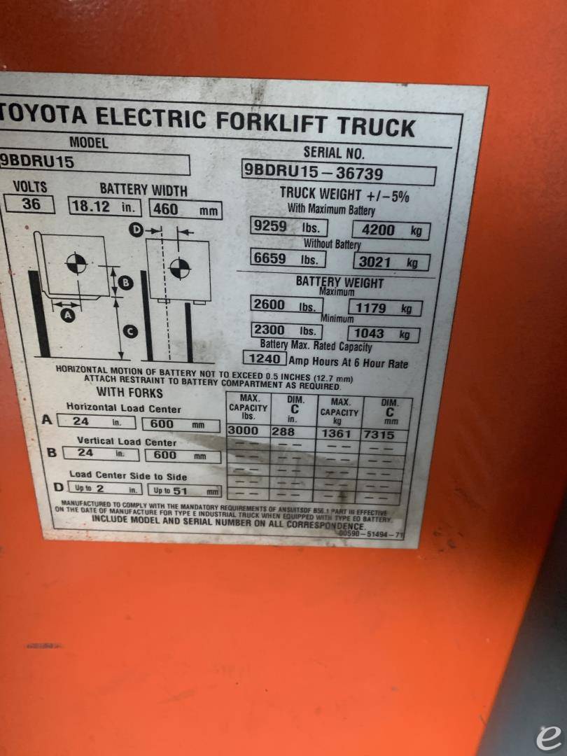 2016 Toyota 9BDRU15 At UsedEquipmentHub.com