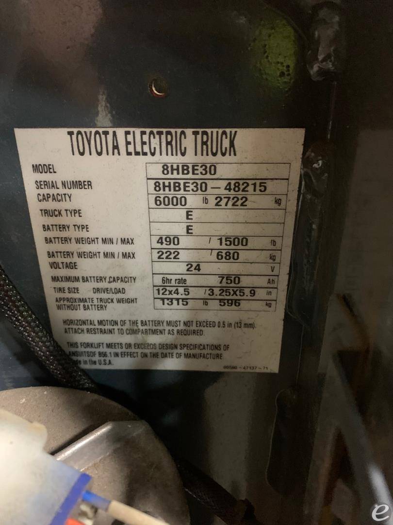 2017 Toyota 8HBE30 At UsedEquipmentHub.com