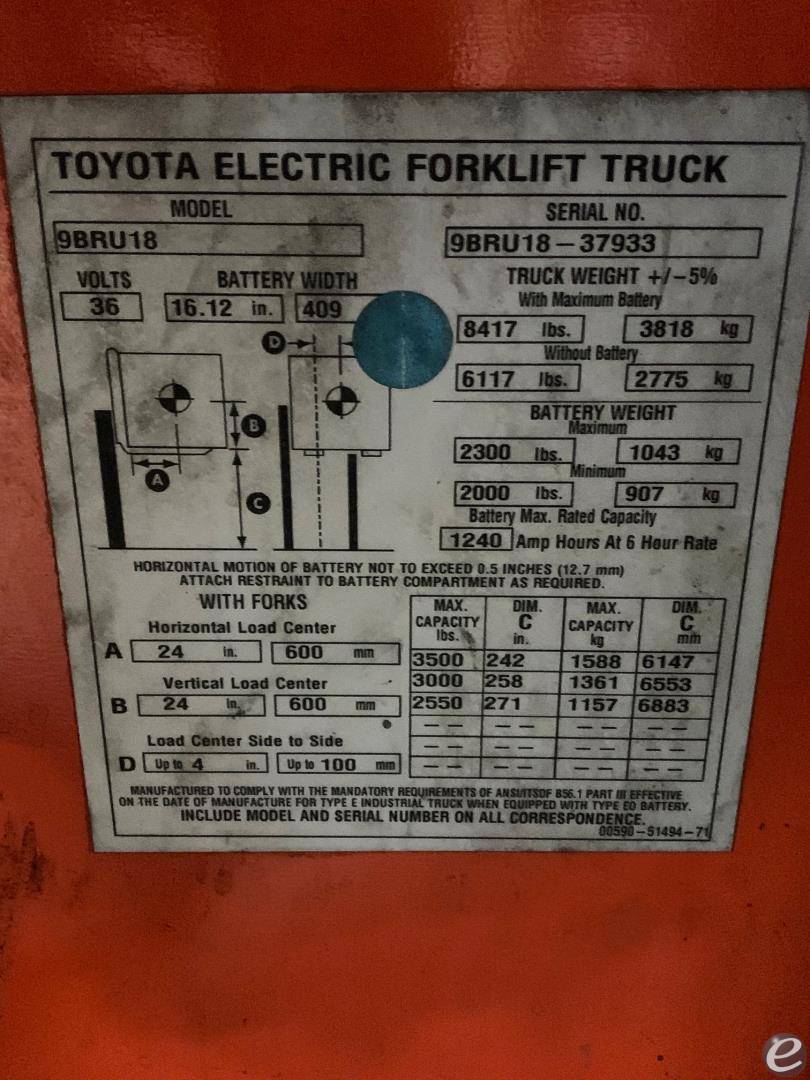 2017 Toyota 9BR183M271 At UsedEquipmentHub.com