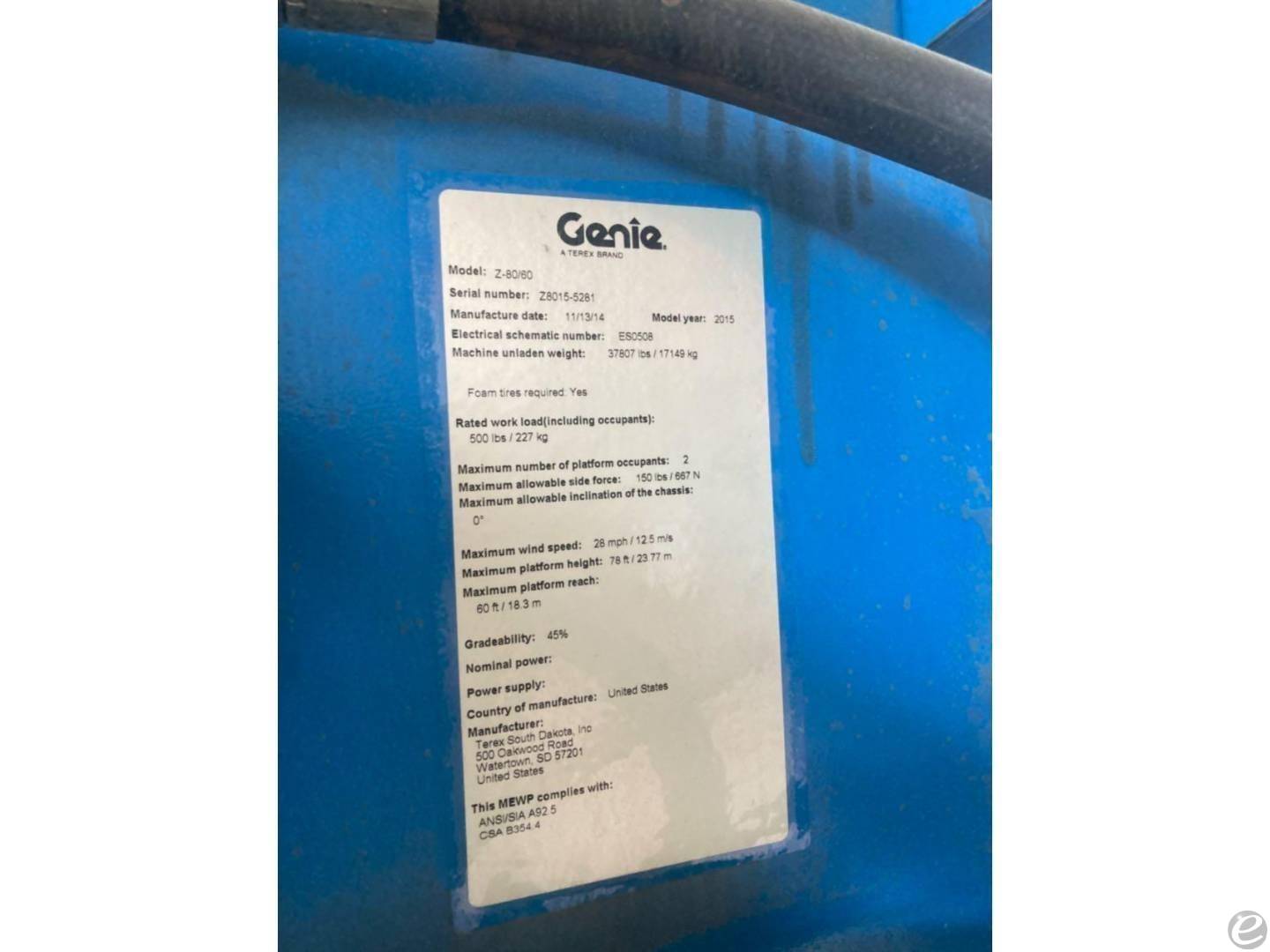 2015 Genie Z80 At UsedEquipmentHub.com