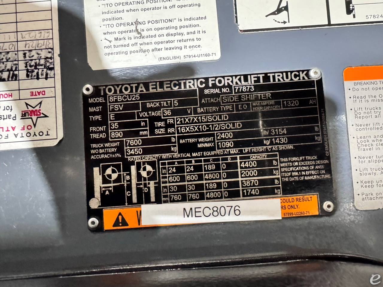 2018 Toyota 8FBCU25 At UsedEquipmentHub.com