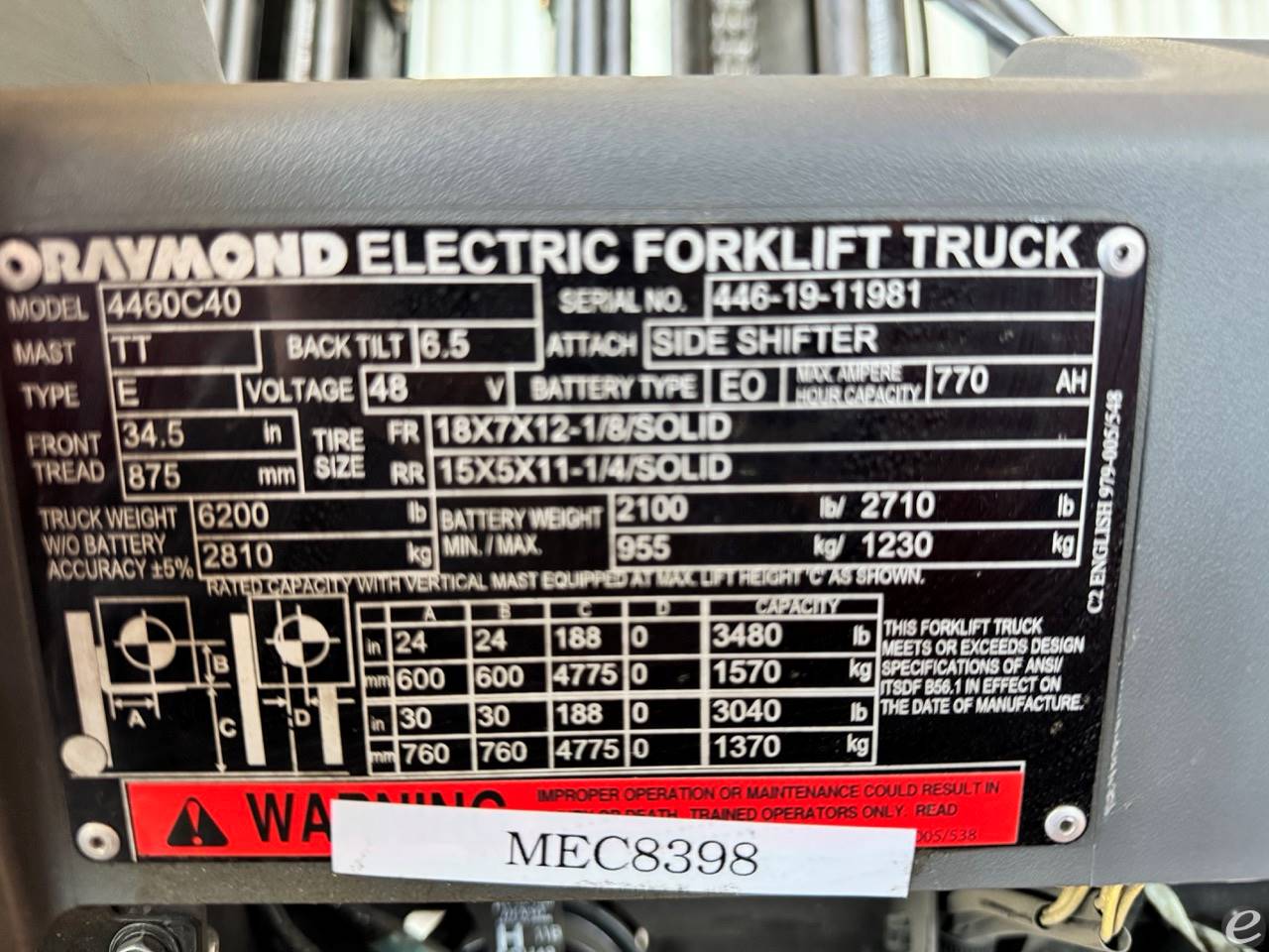 2019 Raymond 4460C40 At UsedEquipmentHub.com